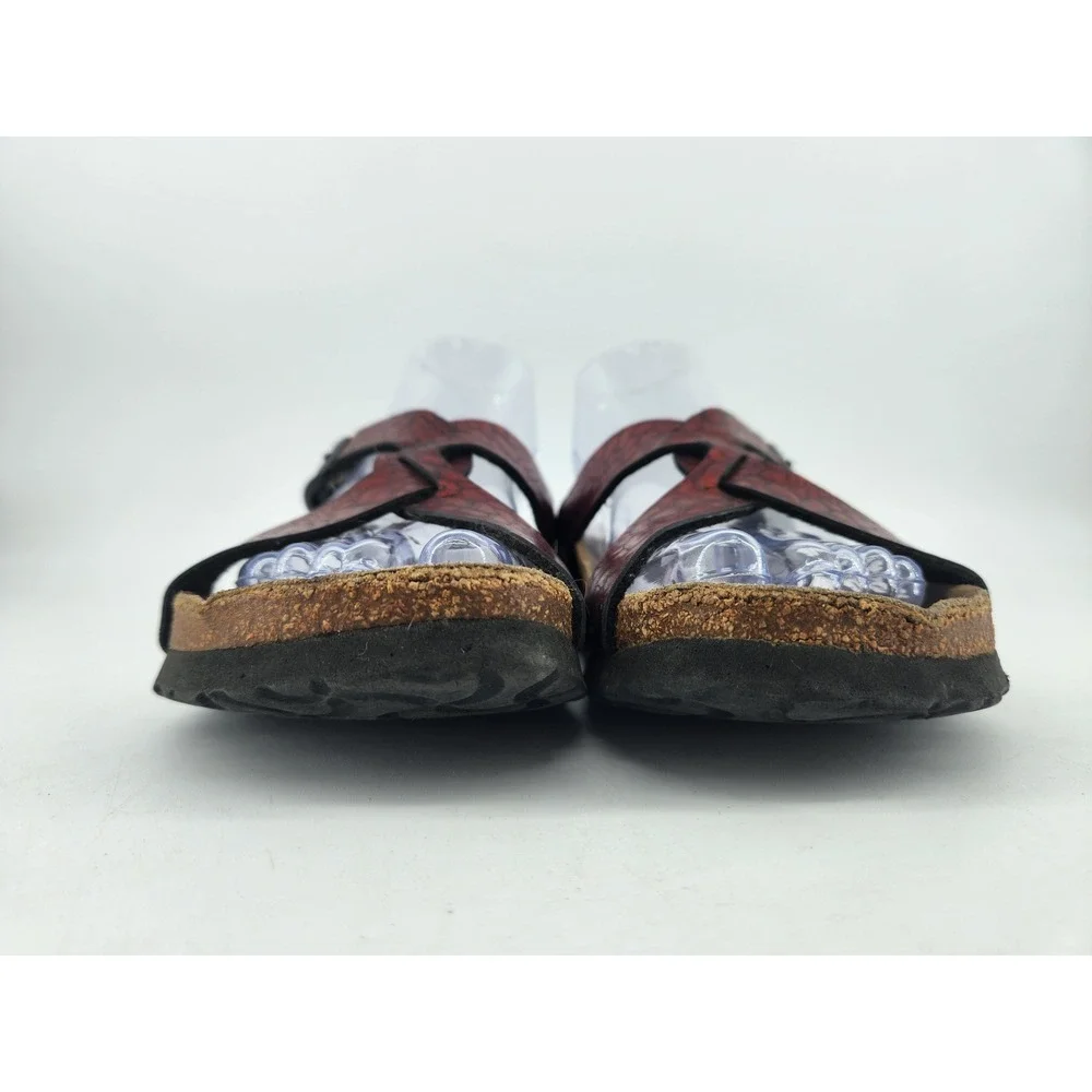 Birkenstock‎ Birki's Sylt Sandals Womens 37/US 6 Red Metallic Cross Strap Cork